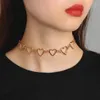 Choker Kpop Vintage Hollow Metal Heart Neck Chains Necklaces For Women Girl Cosplay Aesthetic Accessories Jewelry