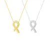 Pendant Necklaces Breast Cancer Awareness Ribbon AIDS Necklace Stainless Steel Charm Gold Rose Love Charity Warm Scarf Charms