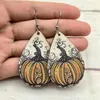 Boucles d'oreilles pendantes en bois pour femmes, imprimé citrouille, goutte d'eau, Cactus occidental en fleurs, bijoux Cowgirl, vente en gros, automne