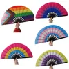 Rainbow Folding Fans LGBT Colorful Hand-Held Fan for Women Men Pride Party Decoration Music Festival Events Dance Rave Supplies