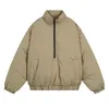 Parka in piumino da uomo Trendy Brand New Nebbia Doppia Linea Essenti Minimalista Unisex Mezza Zip Pullover Giacca in cotone 1zqy