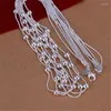 Подвесные ожерелья в перечислении продажи ретро -шарм серебро 925 с пятью 925line Легкие колье из бусинки Тенденции