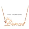 Colares de pingente personalizado nome inglês colares pulseira para mulheres homens carta de aço inoxidável pingente charme ouro sier cha dhniz