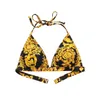 Fashion Gold Print Floral Swimsuit Sexy Bikini Pop Print Lady Women Two Piece Outfits Classic Pattern Designer Bikini Swimming Set