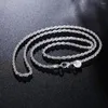 Cadenas Collar de plata esterlina 925 Cuerda trenzada a la moda Hombres y mujeres Joyería Multi-Tamaño 3MM16''18''20