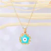 Pendant Necklaces 1Pcs Star Turkish Lucky Eye Necklace Jewelry Fashion Hollow Heart Evil Enamel Geometric Clavicle Chain