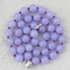 Chaînes Violet Violet Pierre Calcédoine Jades 8mm 10mm 12mm Perles Rondes Mode Bijoux À Bricoler Soi-Même Collier 18" B1025