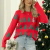 女性用セーターレジャーラウンドネック長袖クリスマスツリーニットセーター2023冬のファッショナブルな服