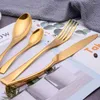 Dinnerware Sets 20/24/6Pcs Tableware Kitchen Utensils Spoons Fork Lunch Of Dishes Cutlery Complete Dinner Stainless Steel Golden