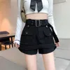 Röcke Lucyever Korean Style High Waist Minirock Damenmode mit Gürtel Short Culotte Y2K Streetwear Big Pocket Cargo 230404