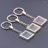 Keychains 10st/Lot Glass Square Memory Relicario Medaillon Colgantes Men Keychain Living Floating Locket Pendant Keyring smycken Bulk