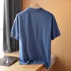 Herrpolos Pure Cashmere T-shirt Män stickade lös topp sommar fritidspolo krage kort ärm