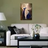 Klassisches Leinwand-Kunstgemälde, Porträt von Scarlett O Hara im blauen Kleid, handgefertigtes Öl, schöne Dame, Kunstwerk, Wohnzimmer-Dekoration