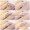 Обручальные кольца 12 стилей Роскошные обручальные кольца из стерлингового серебра для женщин и мужчин S Помолвка Cz Драгоценный камень Открыт для пары Обещание Fashion Jewe Dh1Q3