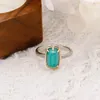 Cluster Rings LAMOON Gemstone For Women Wedding Accessories Natural Turquoise White Crystal S925 Silver Gold Plated Luxury Ring RI248