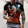 Mens Tshirts Tshirt Summer Summer 3D Impressão unicórnio palhaço de palhaço de moda casual estilo rua estilo redondo pescoço de manga curta solta 7xl1 230404