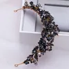 Barokke handgemaakte zwarte kristal kralen bruids tiara's kroon strass diadeem optocht sluier tiara hoofdbanden bruiloft haaraccessoires Y214O