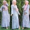 Abbigliamento etnico Nero Dubai Turco ricamato Piccolo fiorito O-Collo Abito hijab musulmano Caftano islamico per le donne Ramadan