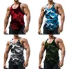 Mens tampos de tampas camuflagem de fitness de fitness bodybuilding ginásio camisa de roupas de vestes fits slim fits singlets musculares 230404