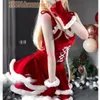 Temadräkt kvinnors jul lady jultomten roll som spelar vinter röd topp sexig underkläder kanin uniform fancy klänning 230404