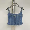 Kobiety dla kobiet Camis Qing Mo 2023 Summer New Design Mesh splicing fishbone dżins bra kamizelka seksowna krótka cami ZXF1276 P230322