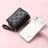 Wallets Embroidered Heart For Women Kawaii Cute Wallet Luxury Designer Lady Pink Purse Small Leather Coin Bag