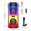 Altoparlanti portatili Scatola per altoparlanti Bluetooth con telecomando ad alto volume per esterni Doppia scheda di pronuncia da 4 pollici Audio Radio FM Luce a LED Boombox per feste