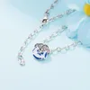 Chaines Collier d'origine Blue Pansy Flower Pendant 925 Silver Fine Bijoux Longueur totale 50 cm pour les femmes Gift 2023 printemps N157