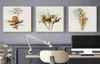 Nordic Golden Plant Leaves and Flowers Wall Art Pictures Canvas Painting Cuadros Posters and Prints for Living Room Decor6554423