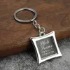 Silver Metal Photo Frame Keychain Keyring Nyckelhållare för män Kvinnor Hjärtkvadrat Rund Oval Nyckelkedjor Rings Charm Bag Gifts