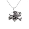 Hanger kettingen piranha ketting roestvrij staal super cool straatstijl hiphop punk vis schedel voor man