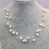 Nova chegada ilusão colar de pérolas múltiplas vertentes dama de honra jóias femininas cor branca água doce pérola gargantilha colar2818