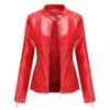 Dames leren gewatteerde jas Lente cropped uitloper Rits Fitness PU en jassen Zwart biker effen