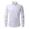 USA: s storlek långärmad skjorta mäns fyra sidor elastiska rynka resistenta solida affärer casual professional kostym bäst