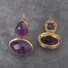 Stud Earrings KKGEM 17x13mm Natural Faceted Teardrop Oval Purple Amethyst Bezel Set Hook Fashion Supplies