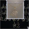 Pendant Necklaces Cursive 26 Initial Letter Pendant Necklace Micro Pave 5A Cubic Zirconia Cz Alphabet Name Jewelry Drop Delivery Jewel Dhr5I