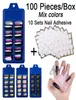 100 pezzi scatola di punte finte per unghie ballerina di colore misto con 10 set di adesivo per unghie copertura completa falso fai da te262H6060469