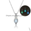 Médaillons Luxe Glow In The Dark Ananas Colliers Creux Pierre Lumineuse Perle Fruit Cage Pendentif Collier Pour Femmes Dames Mode J Dhhqp