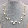新しいアリバーイリュージョンパールネックレス複数のストランド花嫁介添人女性ジュエリーホワイトカラー淡水真珠チョーカーネックレース266G