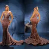 2023 Nov Aso Ebi Arabic Mermaid Chocolate Prom Dress Crystals Appliques Evening Formal Party Second Reception Birthday Engagement Gowns Dresses Robe De Soiree ZJ67