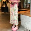 Jupes plis Floral femmes jupe été a-ligne taille haute plage vacances Midi décontracté mode coréenne Mujer Faldas