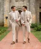 Mäns kostymer blazers blazer uppsättningar beige brudgummen tuxedos brudgumman italiensk stil bröllop prom part för män brudgum 2pcs3pcs 230404