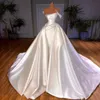 Vestido de novia con cuentas de satén 2023 3 en 1 perlas sirena corte tren de lujo un hombro princesa vestidos de novia para mujer Vestido de novia