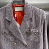 Dwuczęściowa sukienka projektantka Zimowa Kobiet Klasyczne G Jacquard Krótka kurtka z długim rękawem z prasową spódniczką topy VFC7