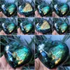 Dekorativa föremål Figurer labradorite Heart Moonstone Positive Energy Reiki Gems Crystal Healing Drop Delivery Home Garden Deco DH7RB