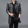 Trench de trincheira masculina Spring Autumn Long Men Fashion Business Casual Windbreaker Coat Mens Solid Soly Basted Outerwear Plus Size 8xl 230404