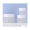 Verpakkingsflessen Frosted Glass Cream Jar Cosmetische flessenlotion Lippenbalser Container met wit deksel 5g 10 g 15 g 20g 30 g 50g 100 g druppel de DHQQG