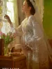 Witte sexy zwangerschapsjurken voor fotoshoot kanten fancy zwangerschapsjurk tule maxi jurk voor zwangere vrouwen lange fotografie prop