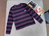 Pulls pour femmes Designer Lettre Perle Design de broderie Petit parfum Style Automne / Hiver Stripe Pull tricoté manches longues V8XQ