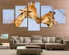 5 panneaux peintures modernes photos murales peintures à l'huile impression sur toile Couple girafe images modulaires décor à la maison sans cadre9138862